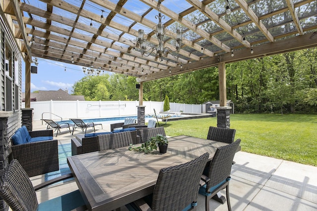 82 Dickens St, Spring Arbor, MI 49283 - view of patio / terrace featuring outdoor dining space and a pergola