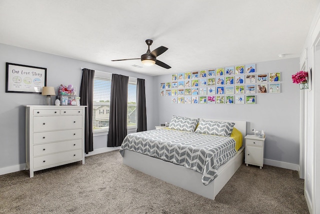 82 Dickens St, Spring Arbor, MI 49283 - carpeted bedroom featuring baseboards and ceiling fan