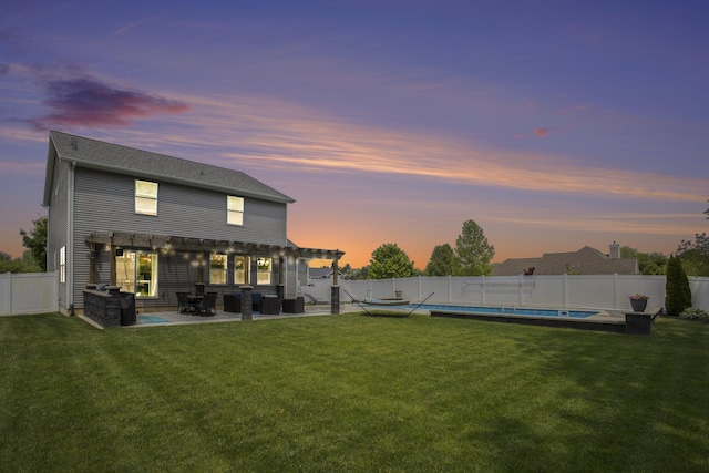 82 Dickens St, Spring Arbor, MI 49283 - back of property at dusk with a pergola and a patio area