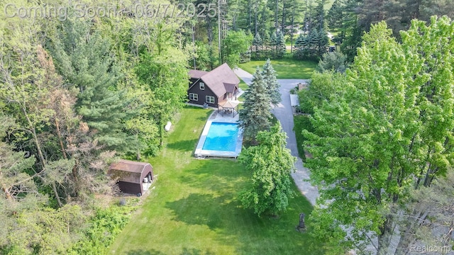 3591 Curry Rd, Caro, MI 48723 - view of subject property featuring a pool and a heavily wooded area