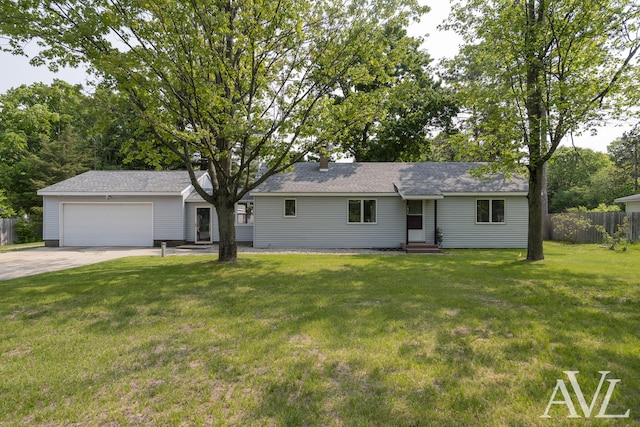 7936 Whitehall Rd, Whitehall, MI 49461 - ranch-style house featuring an attached garage, driveway, an outdoor structure, and entry steps