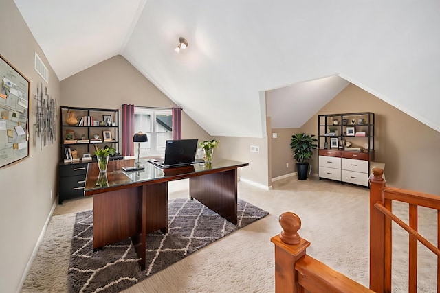 224 S Jameson St, New Buffalo, MI 49117 - office with light carpet, lofted ceiling, and baseboards