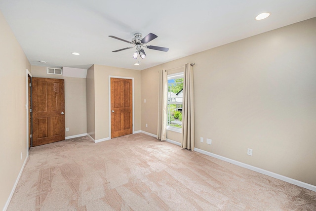 224 S Jameson St, New Buffalo, MI 49117 - unfurnished bedroom featuring carpet, baseboards, recessed lighting, and ceiling fan