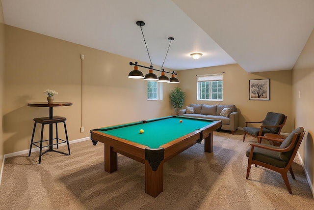 224 S Jameson St, New Buffalo, MI 49117 - recreation room featuring light carpet, billiards, and baseboards