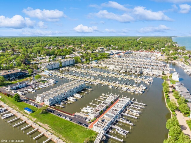 224 S Jameson St, New Buffalo, MI 49117 - aerial view of numerous boat docks and a nearby body of water