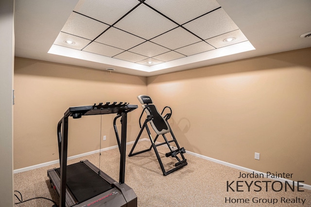 5896 Rollaway Dr NE, Comstock Park, MI 49321 - exercise room with carpet flooring, baseboards, recessed lighting, and a paneled ceiling