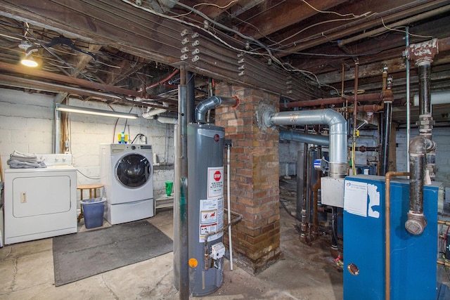 1019/1021 N Michigan Ave, Howell, MI 48843 - unfinished below grade area with separate washer and dryer, water heater, and a heating unit