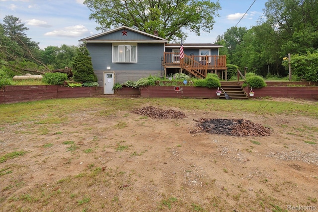 3889 Burnside Rd, Otter Lake, MI 48464 - back of house featuring stairs and a wooden deck
