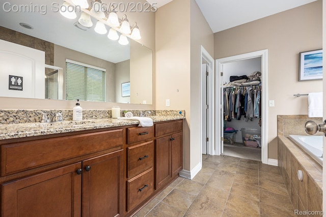 825 Mcintosh Ct, Oakland, MI 48363 - full bath featuring vanity, a walk in closet, a bath, and a shower stall