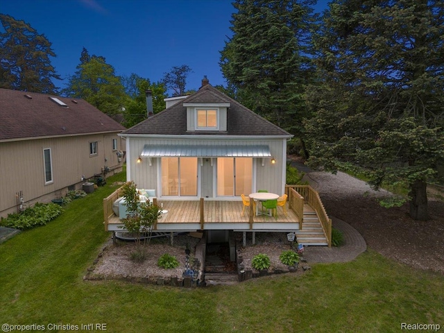 600 Wolverine Dr, Walled Lake, MI 48390 - back of house with a wooden deck, a yard, and stairway