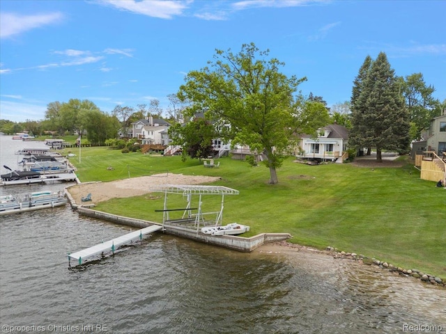 600 Wolverine Dr, Walled Lake, MI 48390 - dock featuring a water view and a lawn