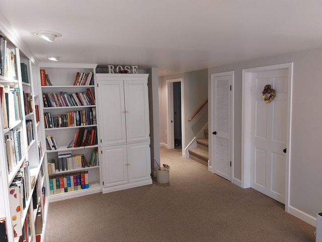 70170 Ironwood Dr, Niles, MI 49120 - corridor featuring light colored carpet and stairway