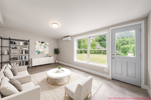 455 N 10th St, Plainwell, MI 49080 - living area with a wall mounted AC and baseboards