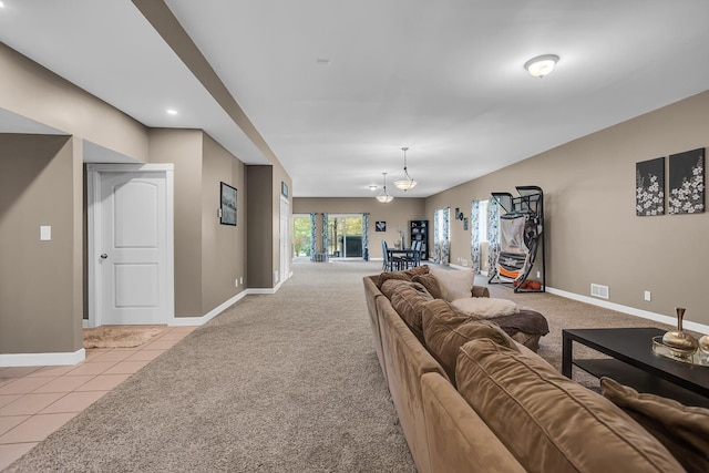 7910 Stony Lake Rd, Jackson, MI 49201 - living area featuring baseboards, light colored carpet, and light tile patterned floors