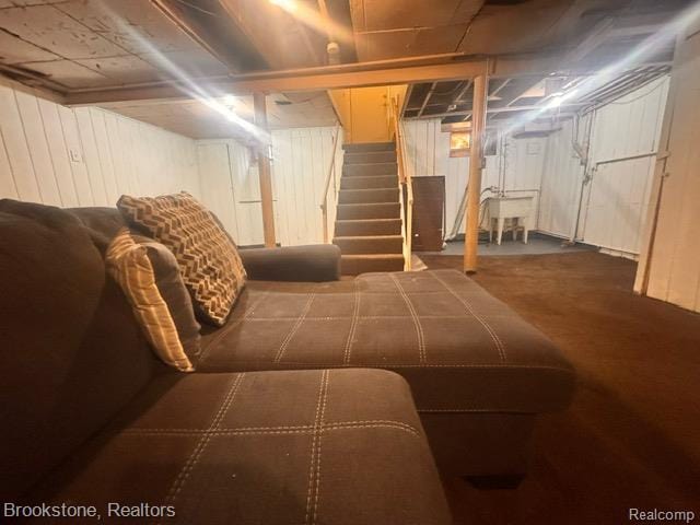 20951 Nummer St, Warren, MI 48089 - unfinished basement with stairs and wooden walls