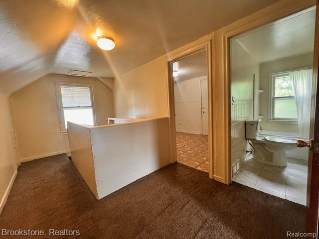 20951 Nummer St, Warren, MI 48089 - additional living space featuring dark colored carpet and lofted ceiling