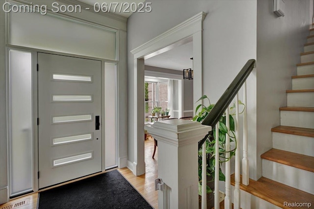 16146 Valcrest Dr, Linden, MI 48451 - foyer featuring stairway and light wood-style floors