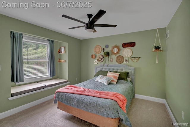 16146 Valcrest Dr, Linden, MI 48451 - carpeted bedroom with baseboards and ceiling fan
