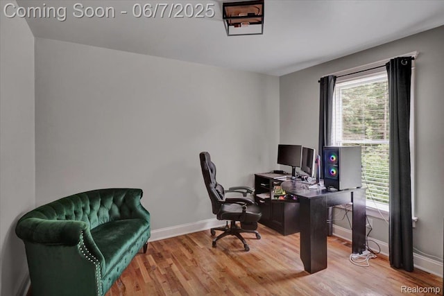 16146 Valcrest Dr, Linden, MI 48451 - home office with baseboards and light wood finished floors