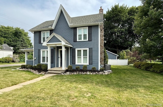 18 Park St, Oxford, MI 48371 - view of front facade featuring a chimney and a shingled roof