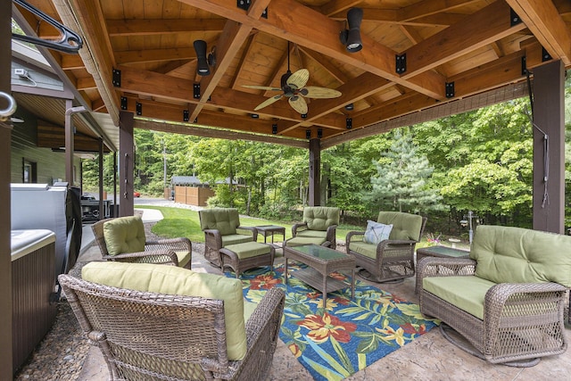 6838 E Michillinda Rd, Twin Lake, MI 49457 - view of patio / terrace with outdoor lounge area and a ceiling fan