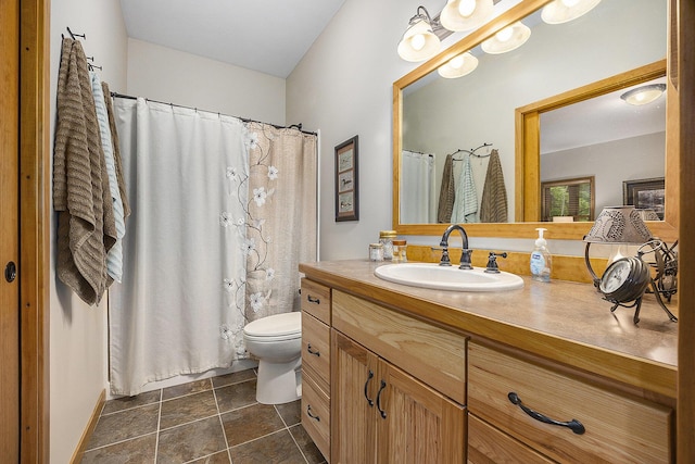 6838 E Michillinda Rd, Twin Lake, MI 49457 - bathroom with vanity, toilet, and a shower with curtain