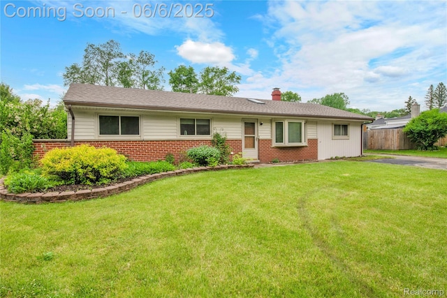 6927 Snow Apple Dr, Clarkston, MI 48346 - ranch-style home with brick siding and a chimney