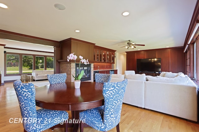 12 W Corral Dr, Saginaw, MI 48638 - dining space featuring ceiling fan, light wood finished floors, and recessed lighting
