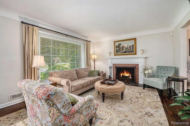 32457 Sheridan Dr, Beverly Hills, MI 48025 - living room with wood finished floors, a fireplace, and baseboards