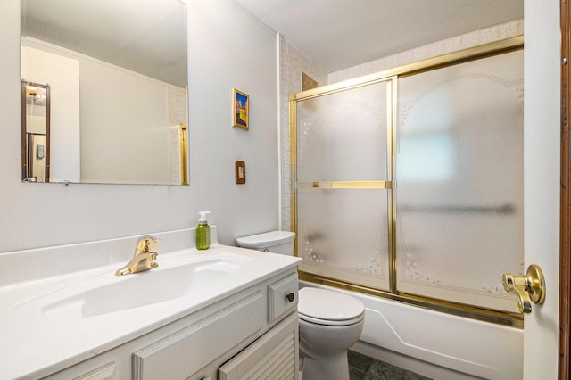 8721 Onandaga Rd, Clarkston, MI 48348 - bathroom featuring toilet, vanity, and enclosed tub / shower combo