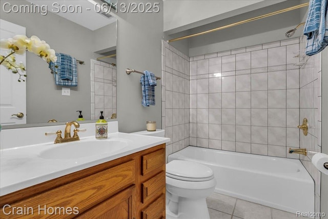 6151 Golfview Dr, Bloomfield Hills, MI 48301 - bathroom with toilet, tile patterned flooring, vanity, and shower / washtub combination