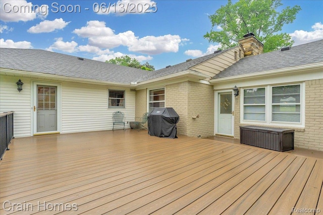 6151 Golfview Dr, Bloomfield Hills, MI 48301 - wooden terrace with grilling area