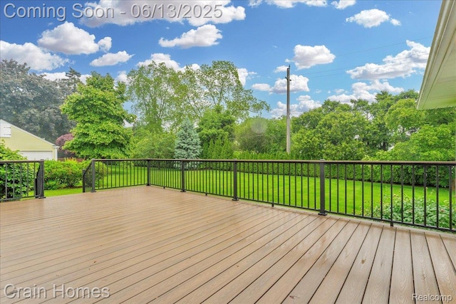 6151 Golfview Dr, Bloomfield Hills, MI 48301 - wooden terrace featuring a yard and view of scattered trees