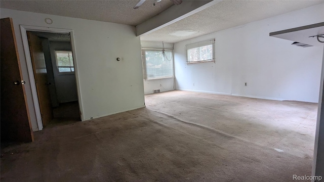 551 Nebraska Ave, Pontiac, MI 48341 - spare room with a textured ceiling, plenty of natural light, ceiling fan, and carpet