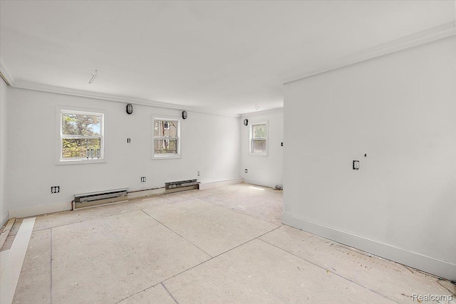 2160 Concord St, Detroit, MI 48207 - unfurnished room featuring a baseboard heating unit and ornamental molding
