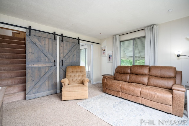 6810 Pierce St, Allendale, MI 49401 - carpeted living area featuring a barn door