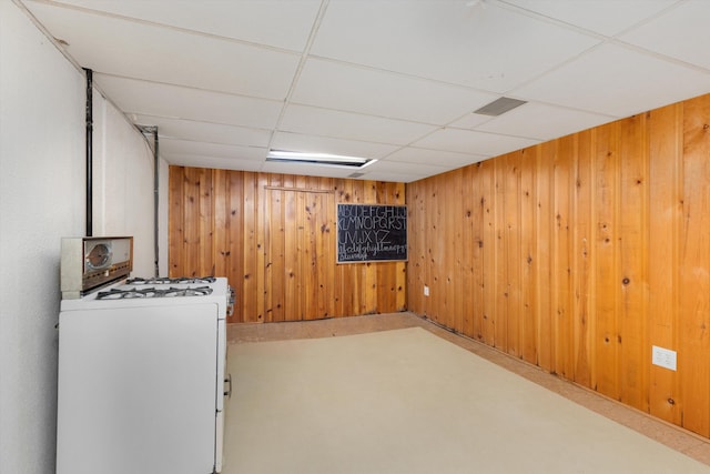 3604 Pall Dr, Warren, MI 48092 - finished below grade area with a drop ceiling and wood walls