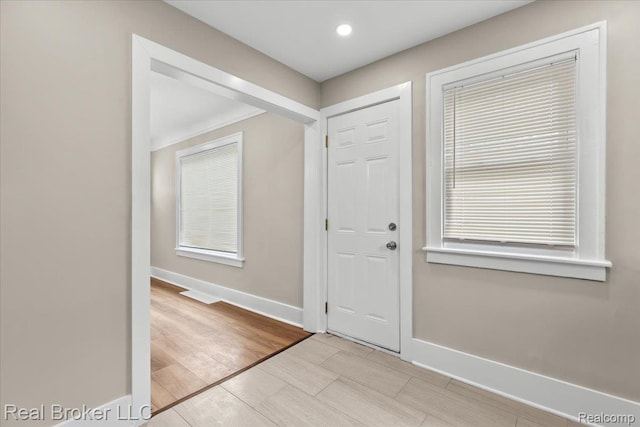 16810 Archdale St, Detroit, MI 48235 - entryway with baseboards, recessed lighting, and light wood-style floors