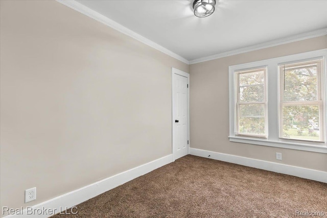 16810 Archdale St, Detroit, MI 48235 - unfurnished room featuring ornamental molding, dark colored carpet, and baseboards