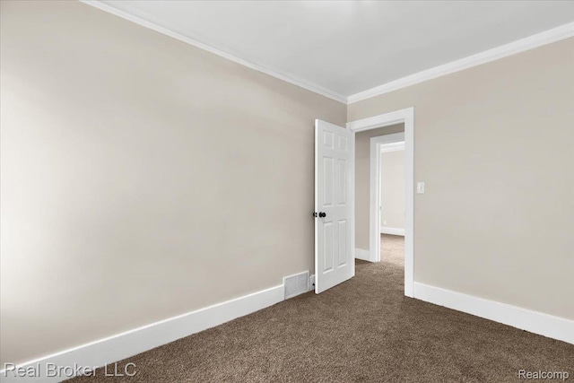 16810 Archdale St, Detroit, MI 48235 - empty room with crown molding, dark colored carpet, and baseboards
