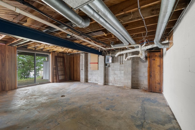 1931 Charlotte Landing Rd, Springport, MI 49284 - basement featuring electric panel and concrete block wall