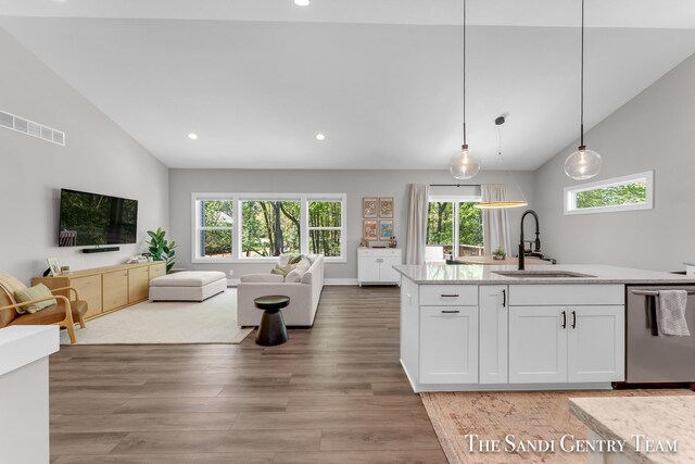16371 Wickshire Pl, Spring Lake, MI 49456 - kitchen with a sink, dishwasher, open floor plan, healthy amount of natural light, and recessed lighting