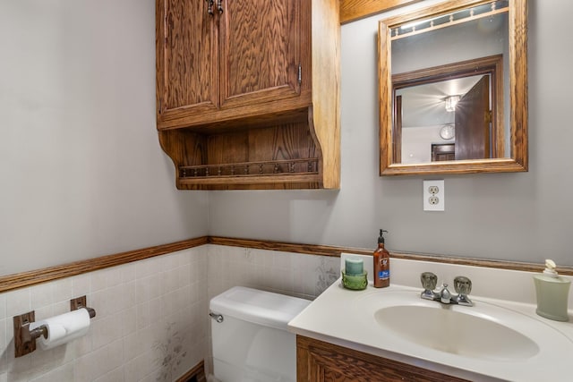 13405 Ellis Rd, Conklin, MI 49403 - half bathroom with toilet, vanity, and tile walls
