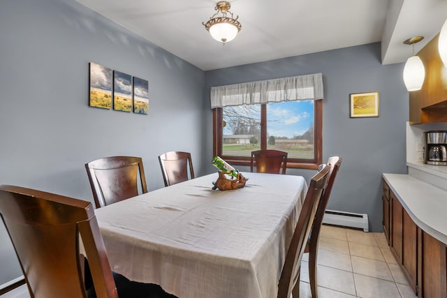13405 Ellis Rd, Conklin, MI 49403 - dining area featuring a baseboard heating unit and light tile patterned floors