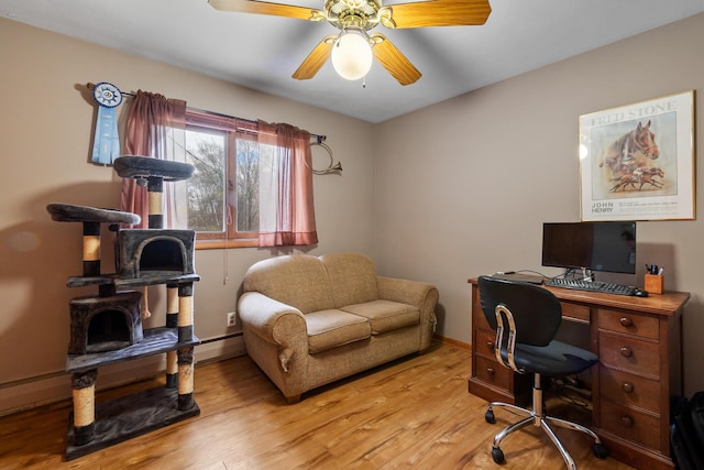 13405 Ellis Rd, Conklin, MI 49403 - office with wood finished floors, a ceiling fan, and baseboards