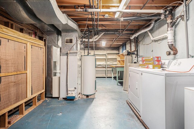 18930 G Dr N, Marshall, MI 49068 - unfinished below grade area with water heater and washing machine and dryer