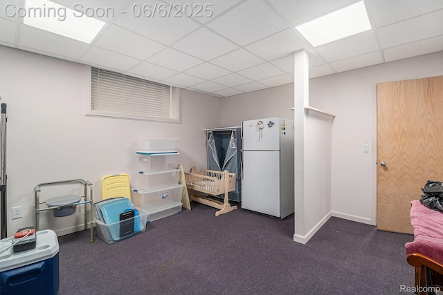 4825 Mirror Lake Dr, West Bloomfield, MI 48323 - misc room with carpet floors, a drop ceiling, and baseboards