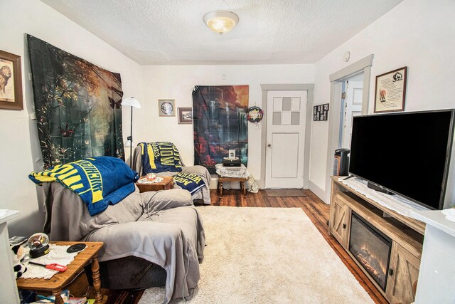1527 Madison St, Muskegon, MI 49442 - living room featuring wood finished floors and a textured ceiling