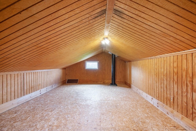 66546 Birch Rd, Jones, MI 49061 - bonus room featuring vaulted ceiling and wooden walls