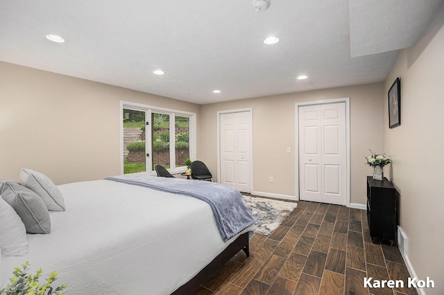 240 Pettis Ave NE, Ada, MI 49301 - bedroom featuring wood finish floors, recessed lighting, multiple closets, and baseboards